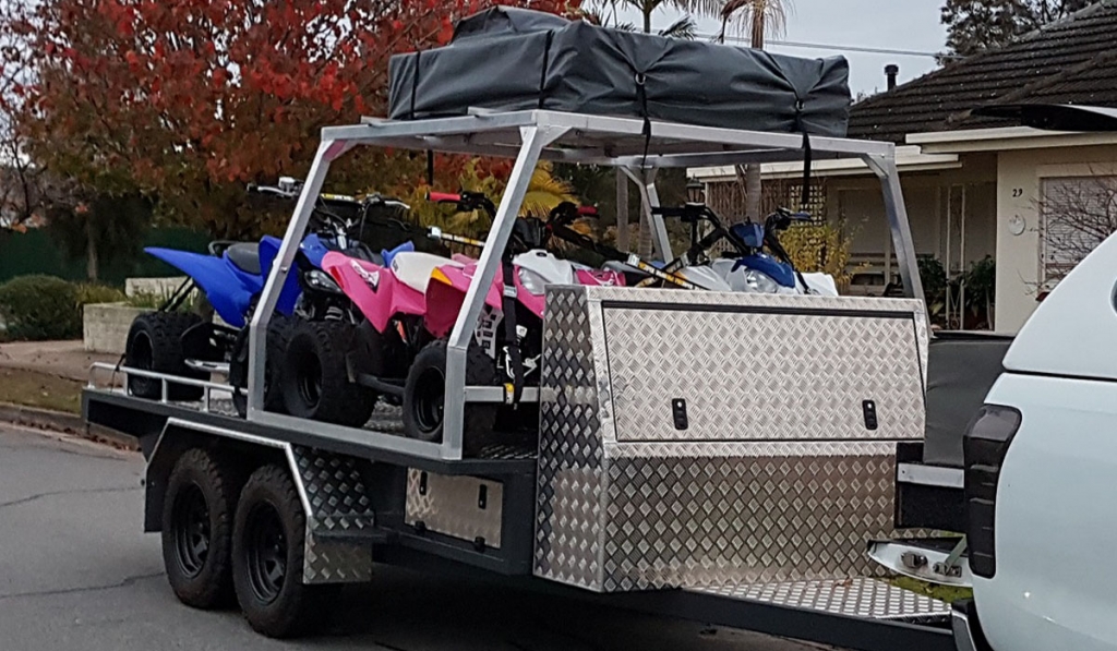 custom trailers Adelaide - big enough for sleeping in a swag and quad bike transportation