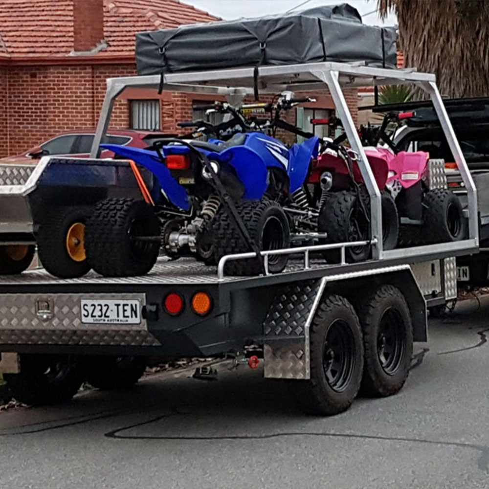 Heavy Duty Trailers Adelaide. custom trailers Adelaide - big enough for sleeping in a swag and quad bike transportation