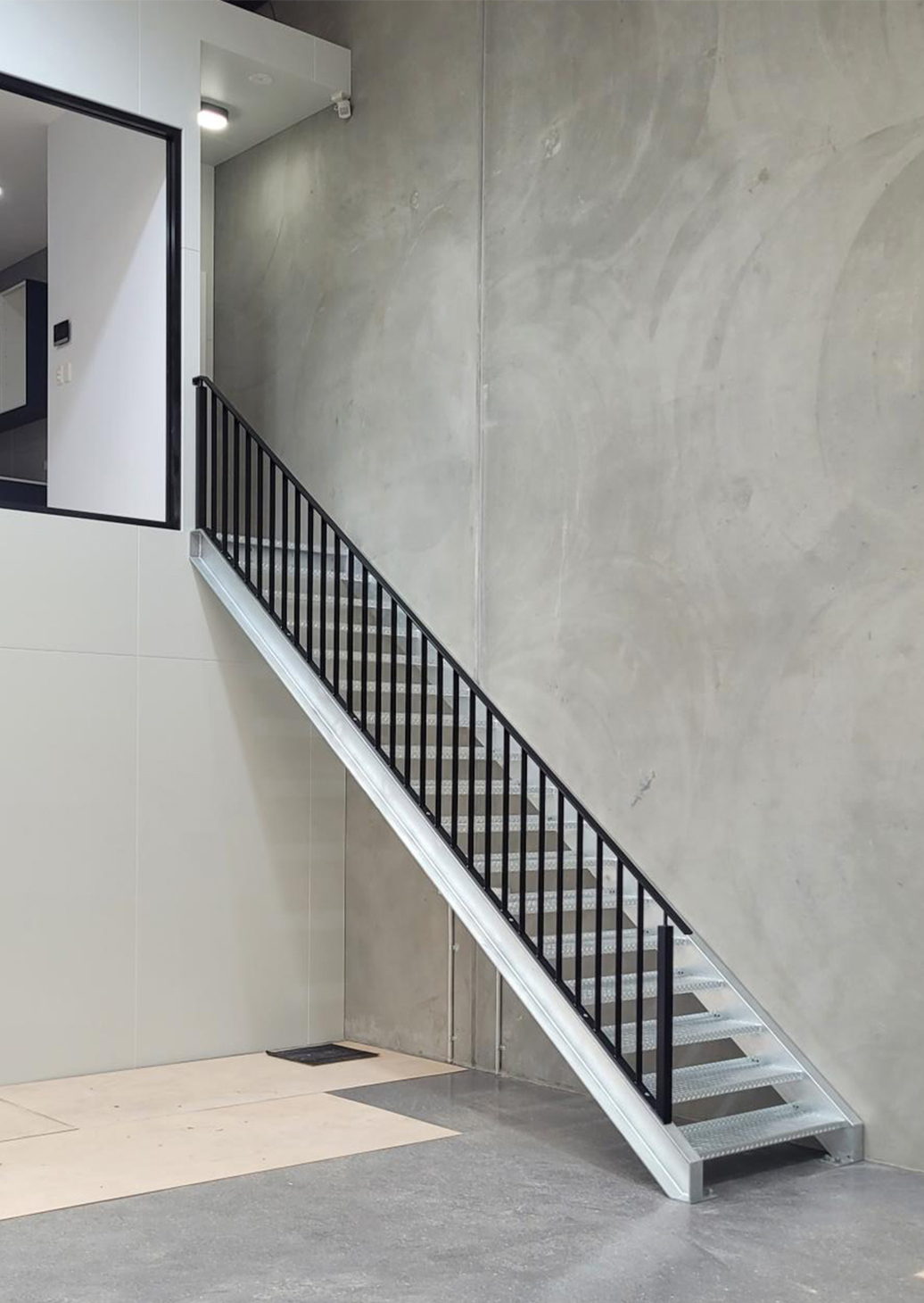 Custom warehouse metal staircase and handrails Adelaide | Absolute Metal Fabrications