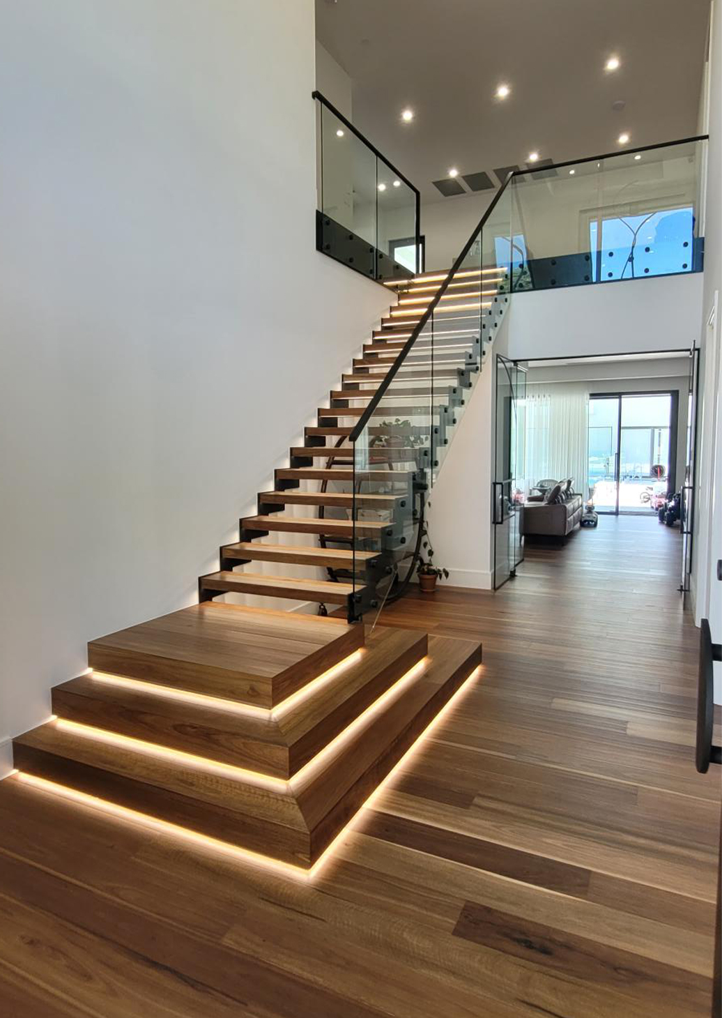 Feature architectural staircase built by Absolute Metal Fabrications