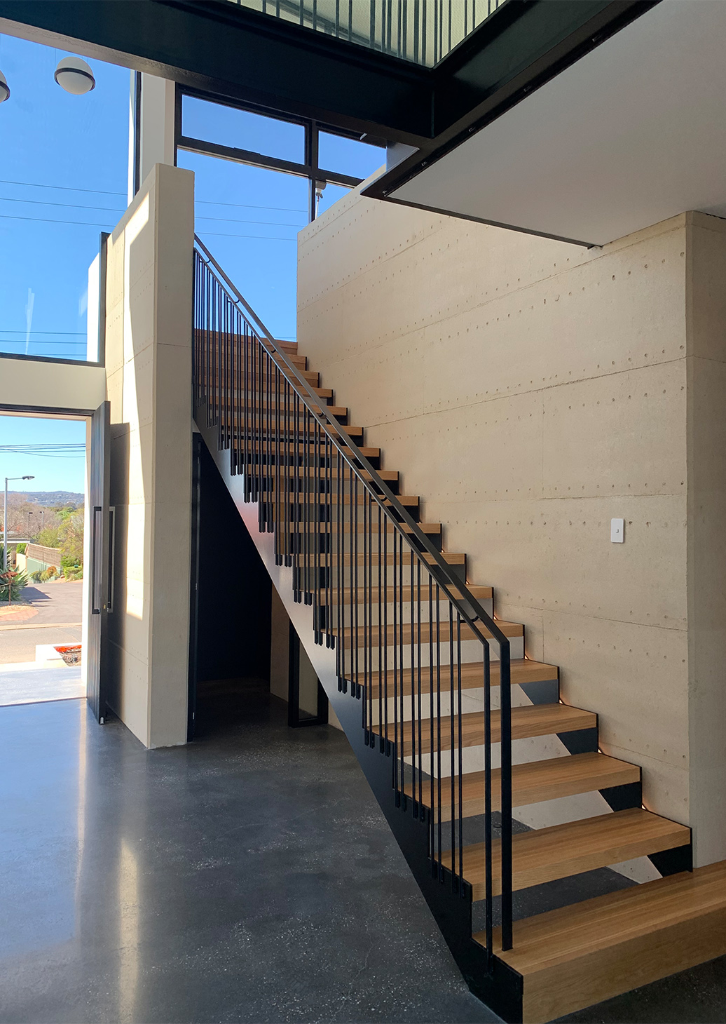 Custom architectural staircase and handrails fabricated for Adelaide home | Absolute Metal Fabrications