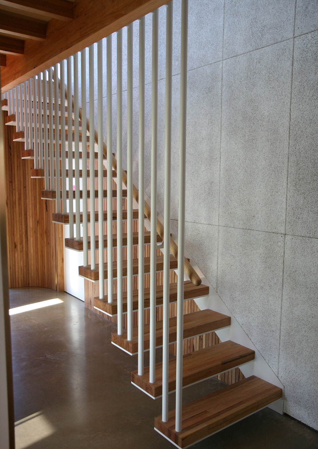 Floating steel staircase fabricated for residential home in Adelaide | Completed by the team at Absolute Metal Fabrications